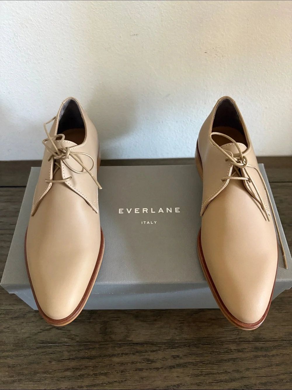 NIB [Everlane] The Modern Oxford Italian Leather Lace Up Shoes Blush Women’s 6.5 - Picture 4 of 15